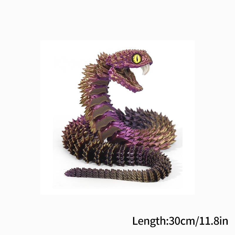 3D Printed Snake Fidget Toys Crystal Dragon Flexible Joints Executive Desk Toys Home Office Decor Perfect Gifts For Autism/Adhd