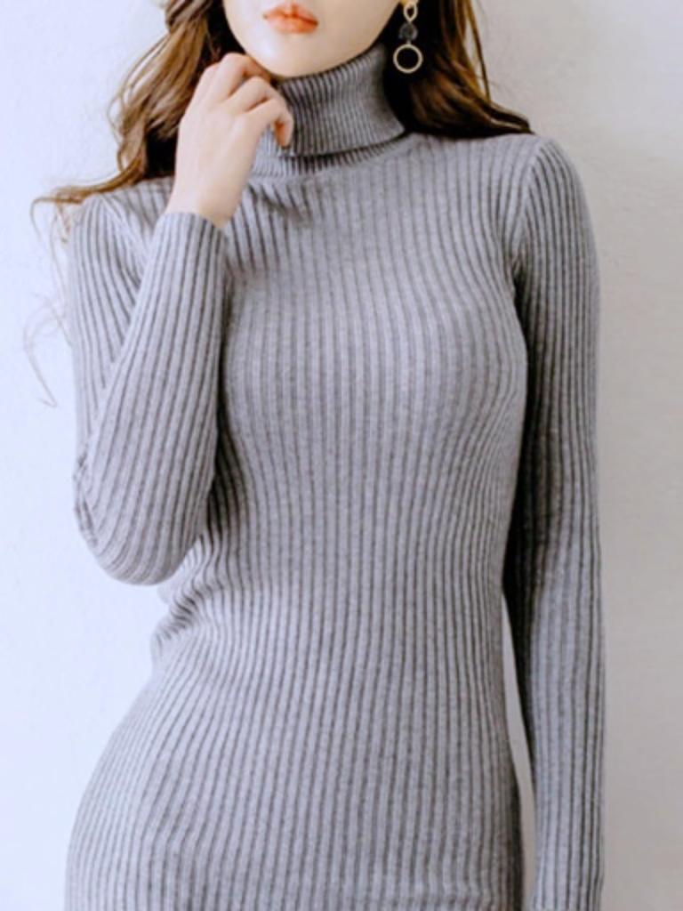 ISLAYCAOLILA EA6 Jose a mini dress perfect for club or party Features a high long and a high Orange Women's Dress, tight-fitting wear. turtleneck,