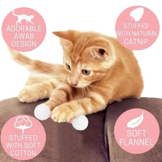 Swab Catnip Toy Kitten Self Play Hunting Kick Stick Interactive Teething Chew Toy Soft Plush Kicker Toy for Indoor Cats Kittens