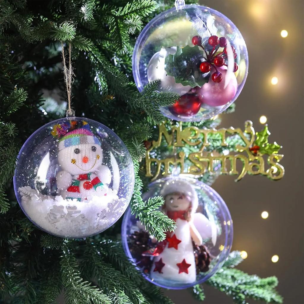 Clear Christmas Balls Plastic Empty Ball DIY Hanging Ball for Xmas Tree Pendent Ornaments Wedding Party Decor Fillable Baubles