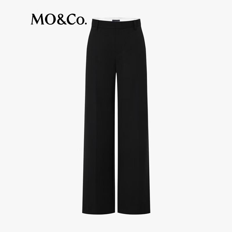 MO&Co. Women's Wool Blend Tailored Wide-Leg Trousers