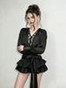 Chancloi Vietnam Fashion Long Sleeve Waist Tie Flared Mini Skirt For Youth