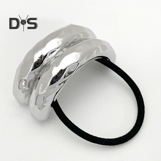 Haargummi aus konkaver Legierung im Vintage-Stil, geometrisches Design, Dekor aus Legierung, elastischer Haarring, Pferdeschwanzhalter, Haar-Accessoires für Frauen