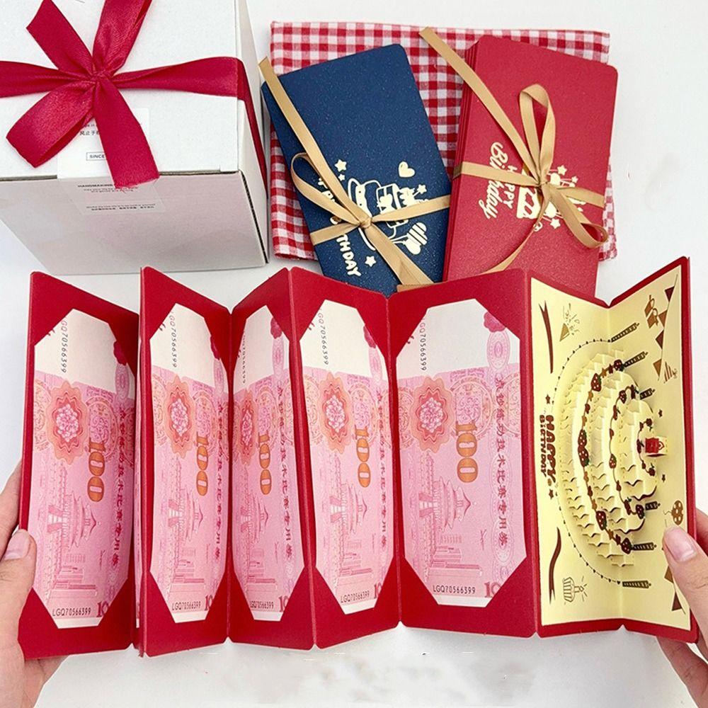 Folding 3 D Birthday Red Envelope Pop-Up Traditional Lucky Money Envelope Best Wishes Money Bag Wedding Celebration