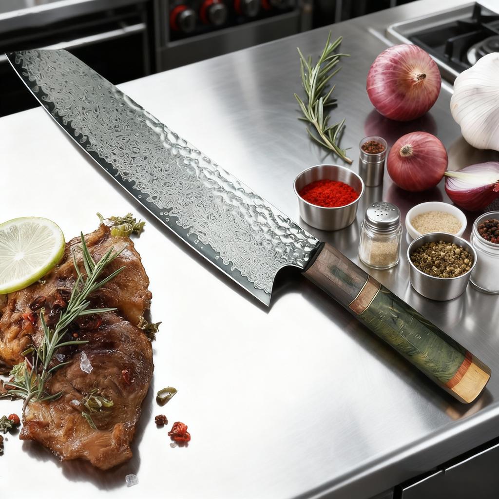 Professional kitchen knife, 67-layer Damascus knife VG10, sharp Japanese chef knife, suitable for cutting meat and vegetables