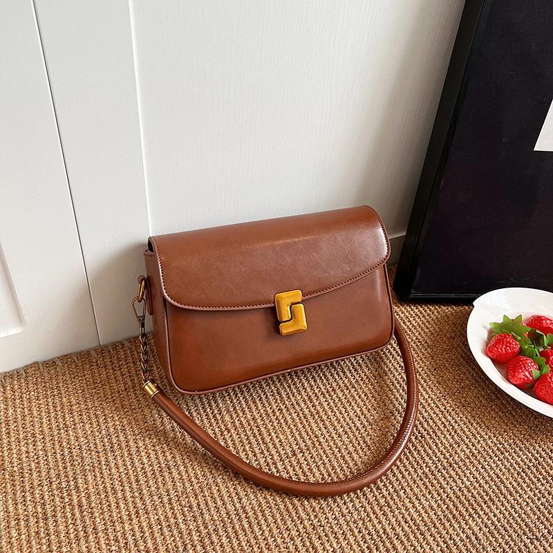 Soft Zipper Shoulder Bag for Women Interior Slot Pocket Pocket with Flap Hasp High Quality Fashionable
