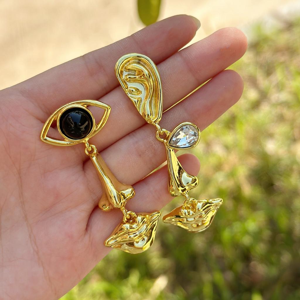 Vintage Medieval Alloy Devil Eye Earrings Creative Exaggerated Long Multi-Layer Earrings Women