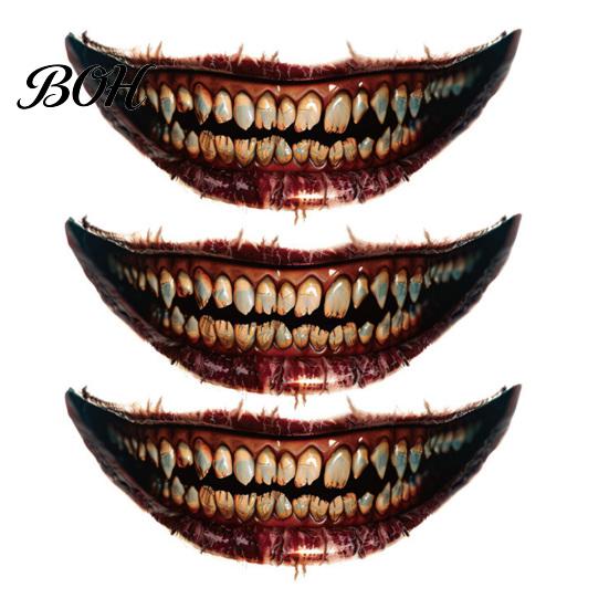 Temporary FX Makeup for Halloween 3Pcs Realistic Scary Mouth Tattoos Zombie Vampire Clown Party, Waterproof Horror Decals Adults, Stickers Cosplay