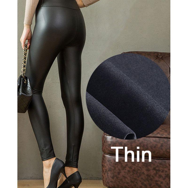 

High Waist Skinny PU Leather Pants High Waist Skinny Slimming PU Leather Pants Fashion Matte Black-thin 4XL