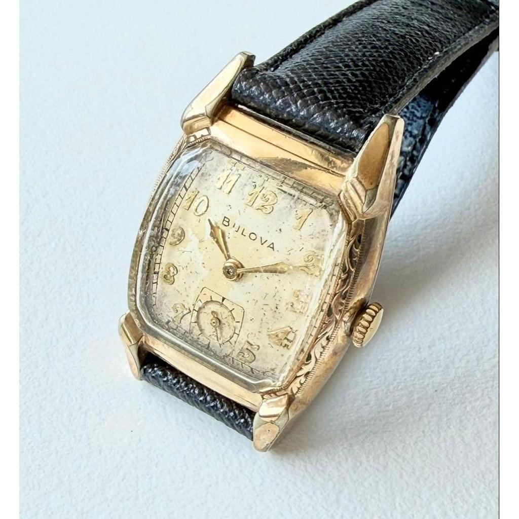 Used Antique Bulova Mechanical/hand-wound Watch Gold/black 1950's Rare