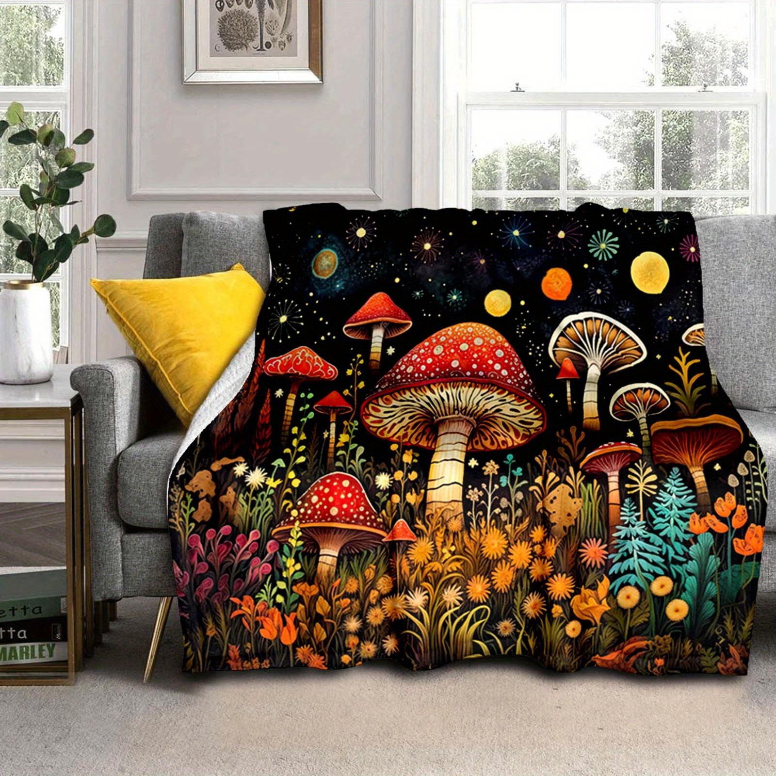

1pc Beautiful Mushroom Printed Blanket,Soft And Comfortable Blanket, Travel Sofa Bed, Office Home Decor, Birthday Gift Blanket, Boys, Girls 130cmx150cm
