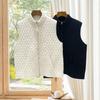 Nanyou Women's Diamond Pattern Wool Stand Collar Zipper Vest - Stylish & Versatile for Autumn/Winter Layering