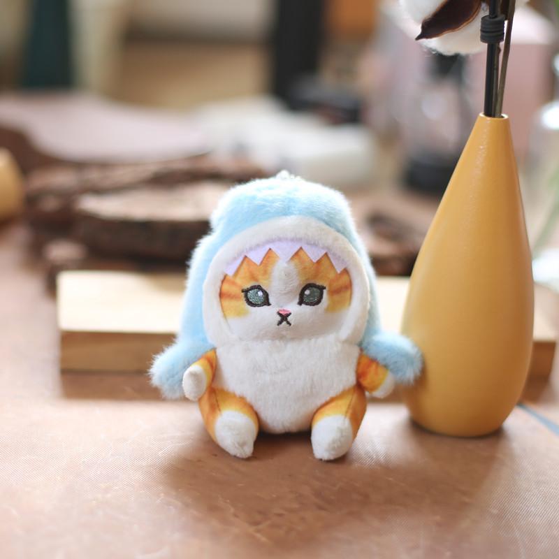 Cartoon Cute Shark Cat Pendant Plush Toy Doll Kitten Bag Hanging Keychain Doll