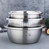 3-Piece 304 Stainless Steel Kitchen Drainer & Mixing Bowl Set