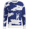 Logo Print Crew Neck Casual Sport Long Sleeve Sweater Men Tops Blue GU8741