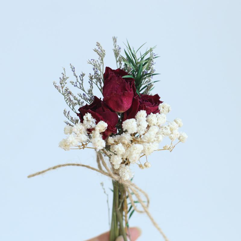 12cm Preserved Flower Boutonniere: Mini Bouquet for Bride, Bridesmaid, Wedding, Gift Box, Party Favor Decoration
