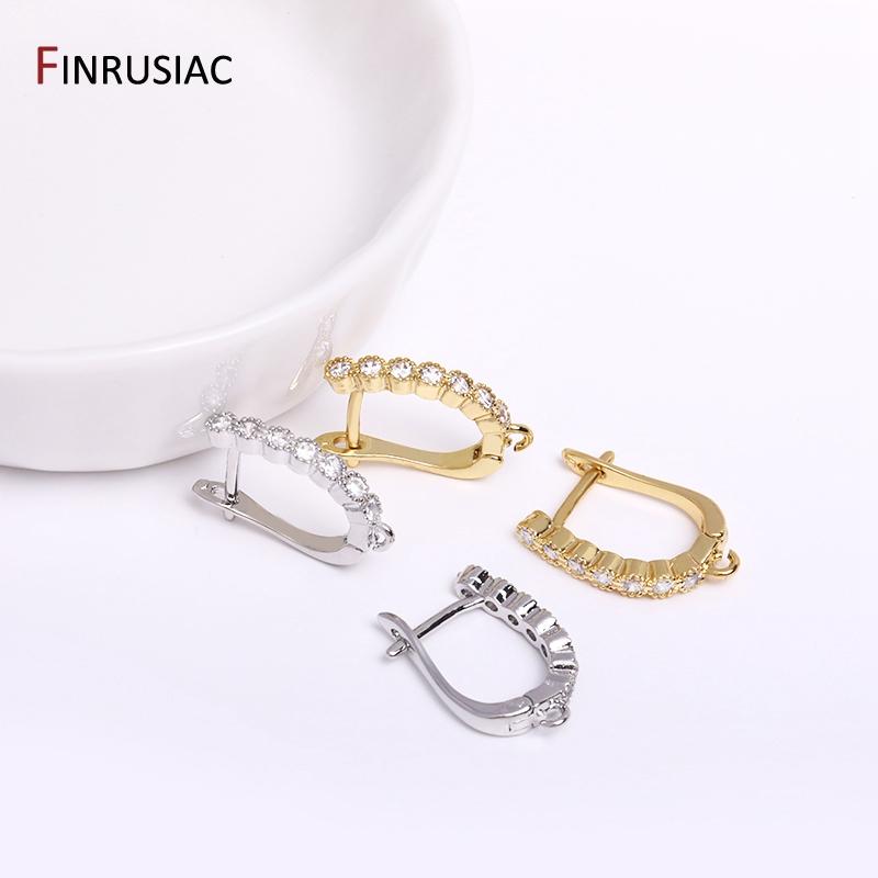 Rhodium/18K Gold Plated Zircon Earring Hooks Earring Making Supplies DIY Women Earring Jewelry Making Accessories Wholesale