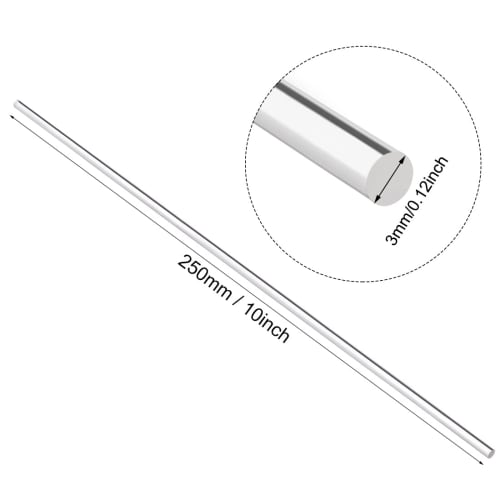 uxcell Acrylic Clear Rod, Acrylic Round Rod, PMMA Bar, Clear Solid, 3.0mm x 250mm, Pack of 8