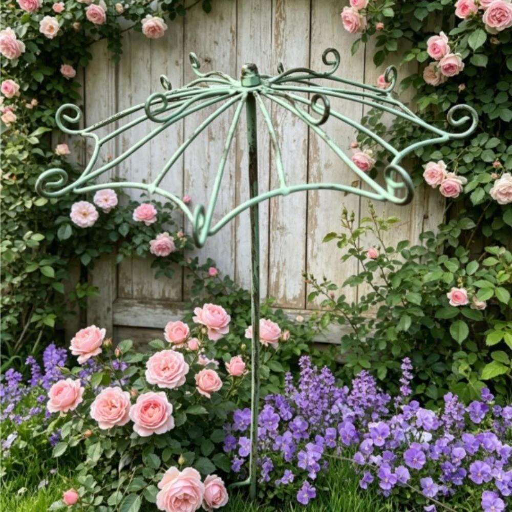Hollow Out Plant Climbing Frame Umbrella Shape Trellis Flower Rack Courtyard Decor