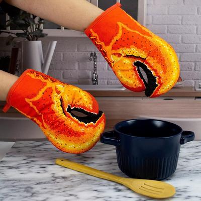 Hummerklaue Topflappen Lang Baumwolle Backen Isolierhandschuhe Mikrowelle Hitzebeständig Rutschfest Heimküchenhandschuhe