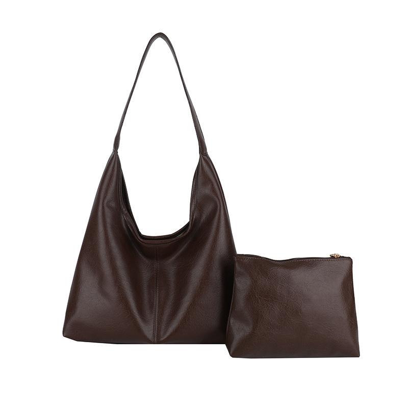 

Простая мягкая кожаная сумка-тоут для мамы женская 2025 новая большая вместительная ретро-сумка ручная сумка на плечо под мышку