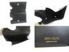Authentic Jimmy Choo Metal Logo Black Leather Trifold Wallet Compact Wallet NAIMA #a789  Refurbished
