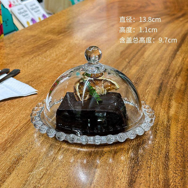 Luxuriöse transparente Kuchenschale mit Deckel Dim Sum Schale Obst Snack Schale Tischdekoration Küchengeschirr