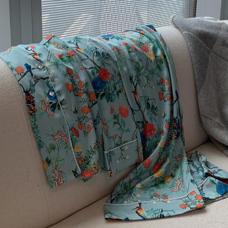 Spring And Summer New High-End Pajamas Women'S High-End Long-Sleeved Trousers Cardigan Loungewear Set Real Shot