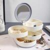Jewelry Display Organizer Dust-proof Abrasion Resistant Mirror Multilayers Rotary Jewelry Box Household Supplies