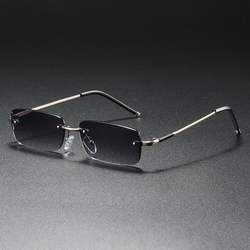 Fashion Rimless Sunglasses Rectangle Popular Women Glasses Men Shades Small Square Eyeglass For Female Male Traveling Oculos