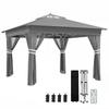 Adjustable-Height Garden Gazebo with LED Lights. 336x336x250-270cm. Grey