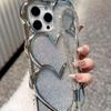 Silber galvanisierte Liebesherz-Ketten-Handyhülle für iPhone 13 Pro Max & 11