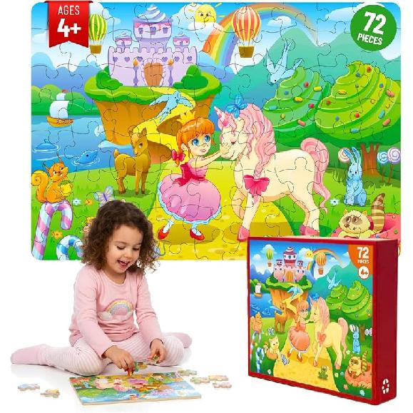 Puzzles for Kids Ages 4-8 Kids Jigsaw Puzzles 72 Piece Toddler Princess Puzzle Unicorn Jigsaw Puzzle with Thick Pieces and Sturdy Box Unicorn Gifts Princess