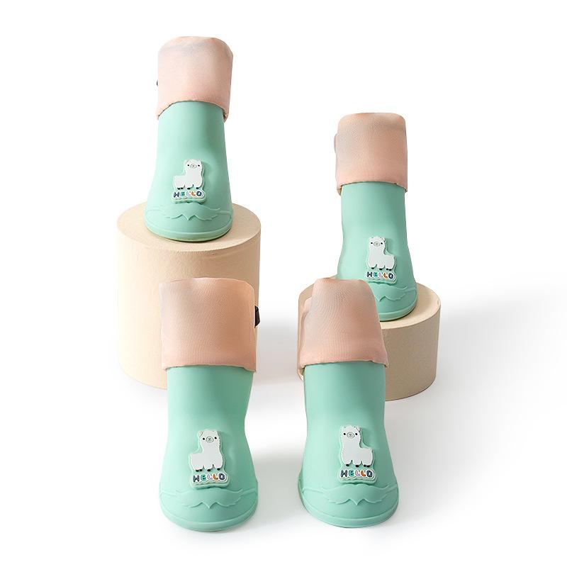 Cross-border Cartoon High-top Pet Silicone Rain Shoes Puppy Dog Going Out Non-slip Wear-resistant Waterproof Dog Shoes Teddy Foot Cover