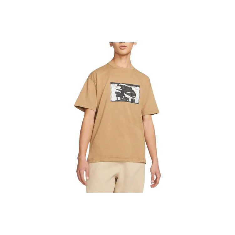 Nike Pattern Print Crew Neck Pullover Short Sleeve T-Shirt Men Tops Khaki DR5758-258
