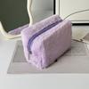 Plush Cosmetic Bag Portable Travel Makeup Bag Fuzzy Toiletry Bag for Women Skincare Products Makeup Brushes