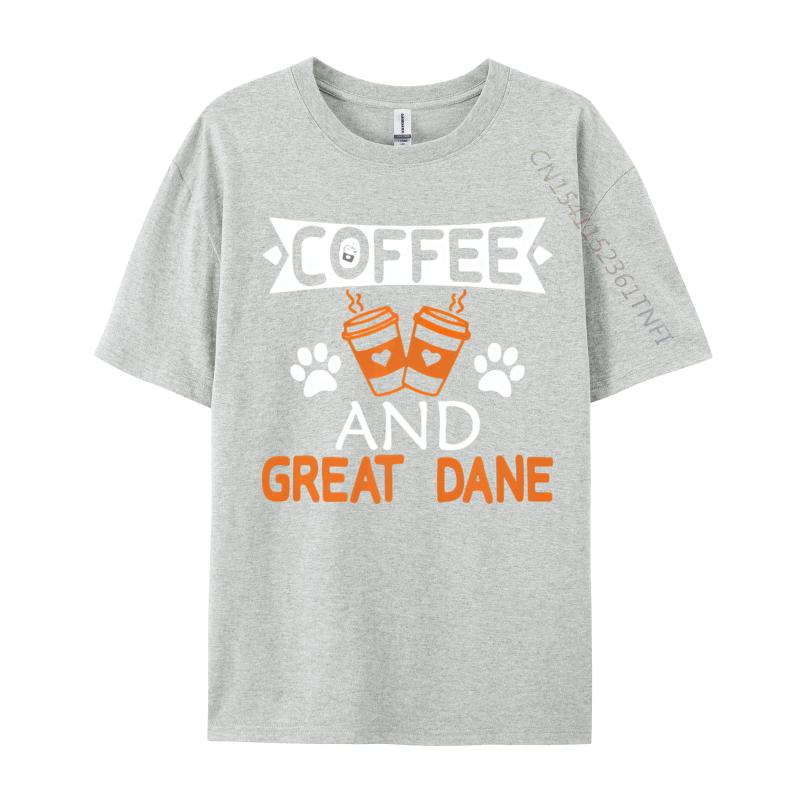 

Coffee And Great Dane Dog Lover Cute Tshirts Cotton Tops Shirts for Men Customized T Shirt Japan Style Graphic S