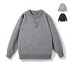 Men's High-Grade Henley Knitwear Hoodie Sweater - Autumn/Winter 2025 Collection