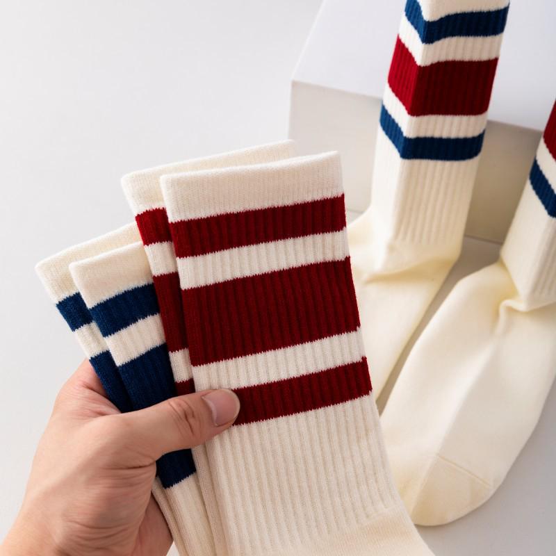 Cityboy West Coast Striped Skateboard Mid-Calf Socks for Men & Women - Trendy Workwear Style Cotton Socks