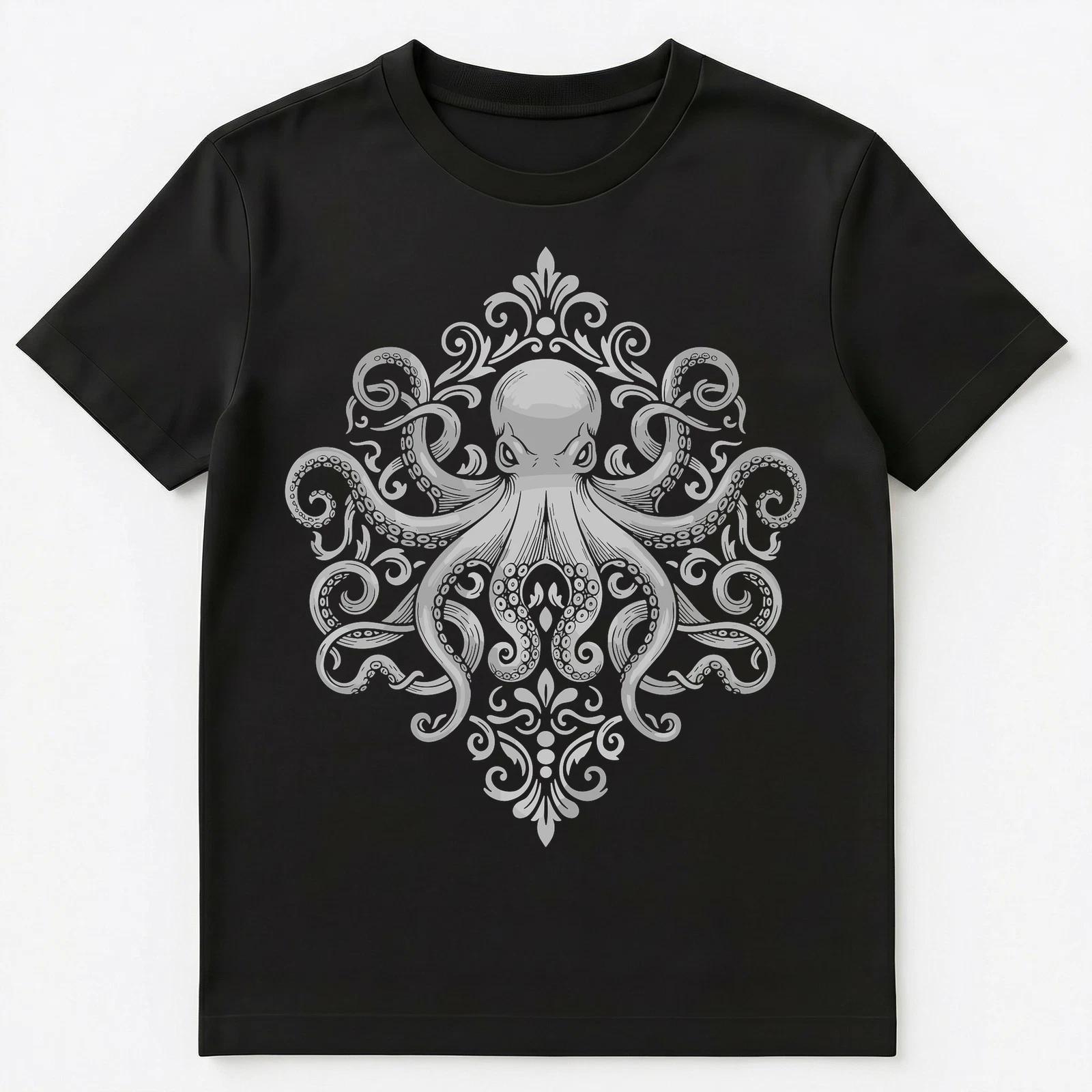 Kraken Enthusiast Ornate Mythical Sea Beast Ocean Unisex T-Shirt L
