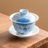 Zhinianhua Hand-Painted Blue Lotus Ceramic Gaiwan Teacup