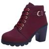 2026 Lederstiefel Damenschuhe Klobige Hohe Absätze Stiefel Modischer Klassischer Stil Atmungsaktive Keilstiefel für Damen Stiefel