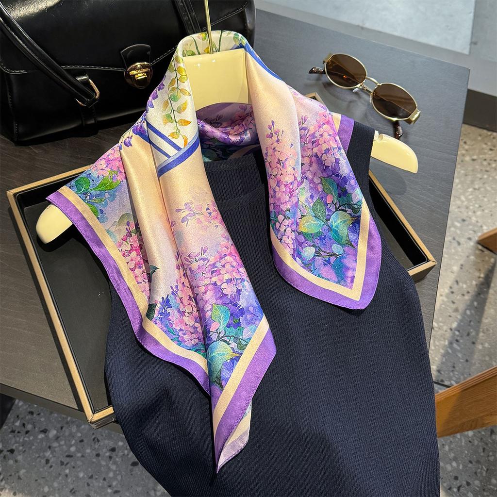 100% Pure Silk Scarf Women Neck Hair Foulard Headband Scarves Bandana Fashion Hijab Print Poncho Scarves Pashmina