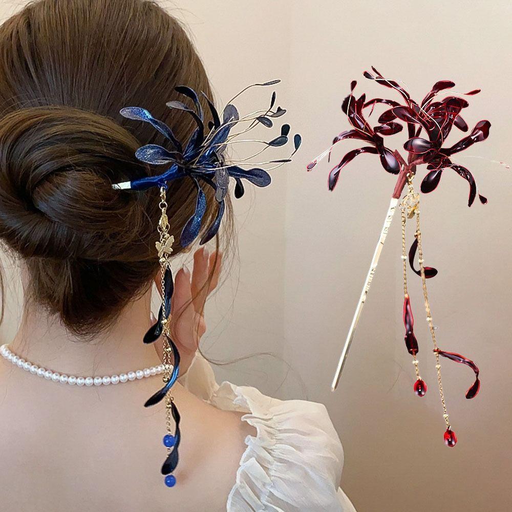 Super Fairy Dripping Oil Tassel Hairpins Hanfu Chopsticks  For Woman Girl Hair Accessories