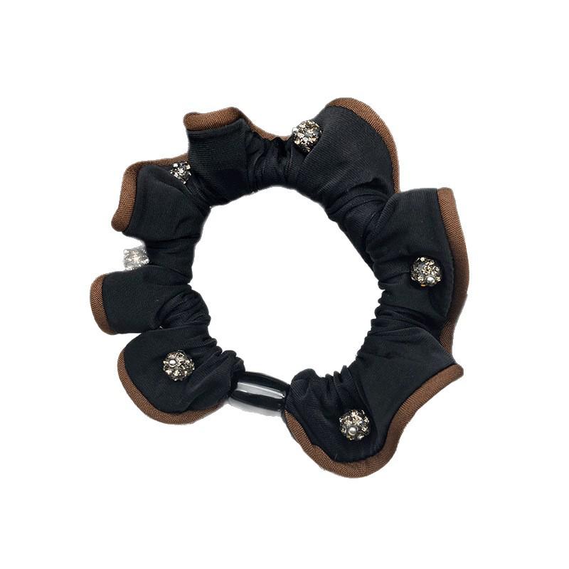 2025 Premium Hoch Elastisches Schwarzes Diamant-Puff Haargummi für Damen