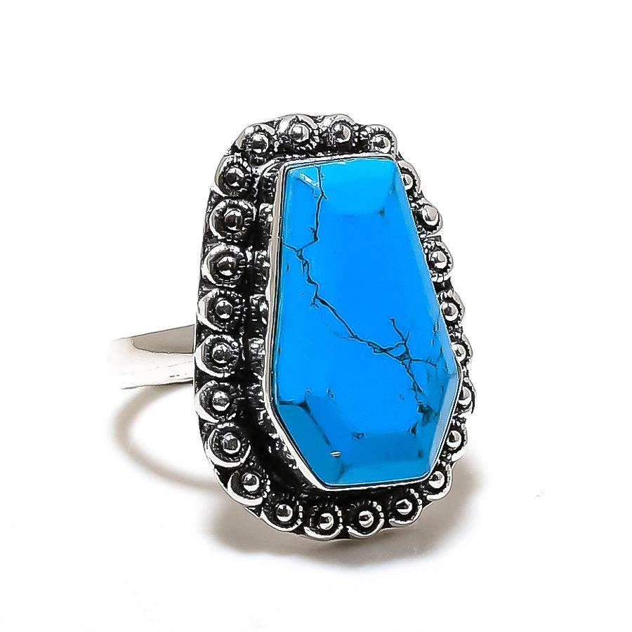 Santa Rosa Turquoise Gemstone 925 Sterling Silver Jewelry Ring Size 9 SU-10506