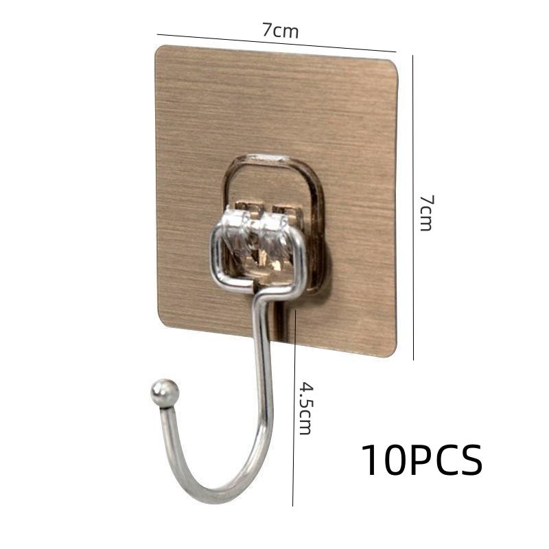 10PCS Transparent Hook Multifunctional Wall Strong Sticking Hook Black Keychain Clothes Hat Door Hook Bathroom Kitchen Accessori
