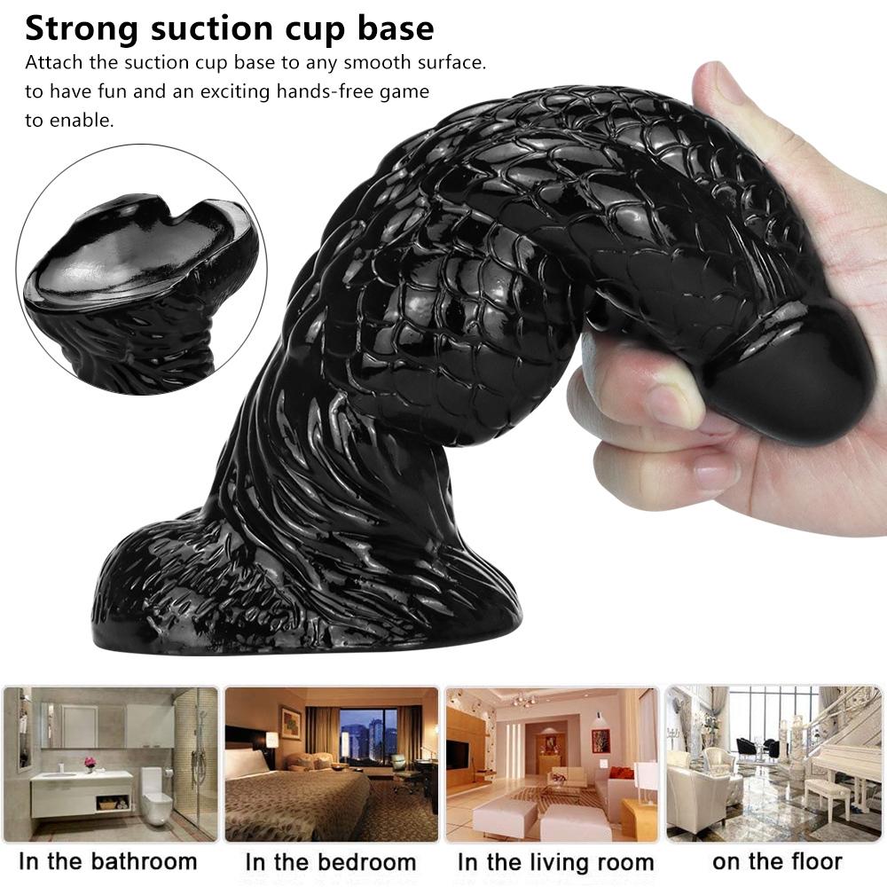 Enorme consolador negro con potente ventosa para juego Anal, enorme juguete para adultos, juguete sexual para adultos de gran tamaño, consolador realista de orgasmo rápido