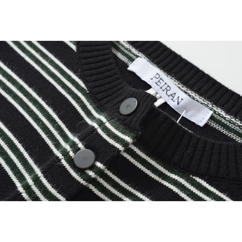 European & American Style 2025 Striped Cardigan Sweater & Shorts Set
