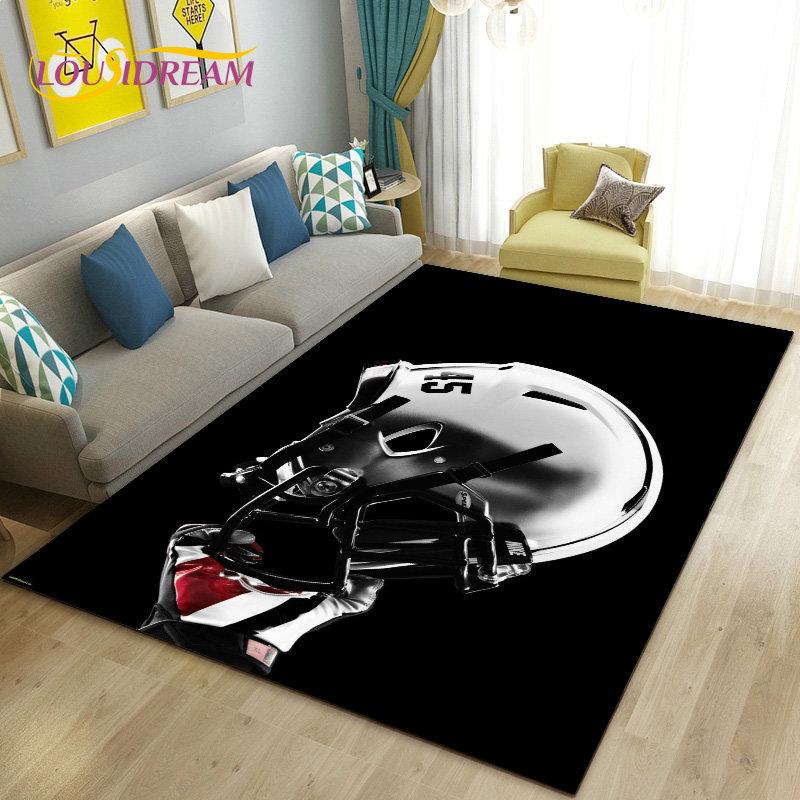 American Football Rugby Area Rug Large,Carpet Rug for Living Room Bedroom Sofa Doormat Decoration, Kids Non-slip Floor Mat 3D